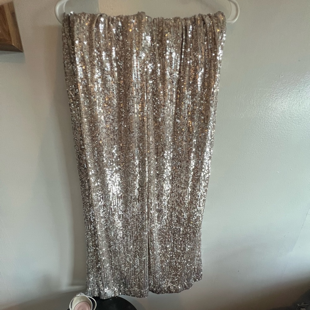 Express high waisted cropped sequined trousers